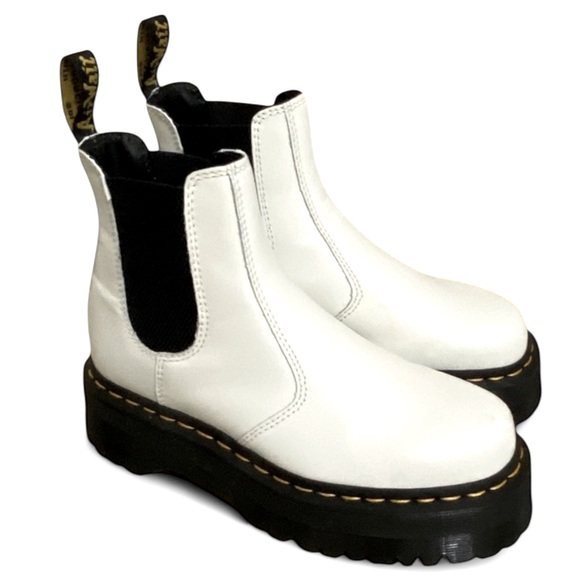Dr. Martens Shoes - Dr Martens Quad Retro Chelsea Boots, Smooth White AirWair, Sz 6M